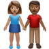 👩🏽‍🤝‍👨🏾 woman and man holding hands: medium skin tone, medium-dark skin tone display on Apple